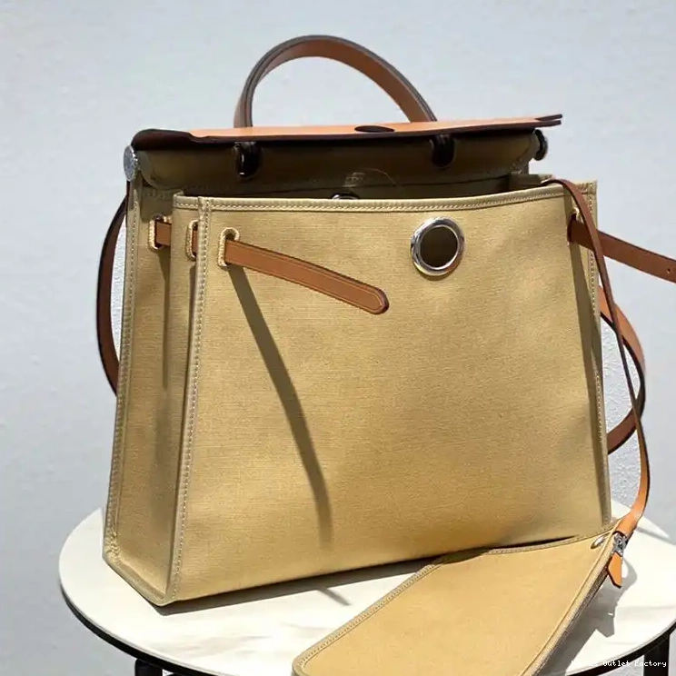 Cheap Palladium Canvas Hermes Hardware Bag In Brown Grey Herbag 0419